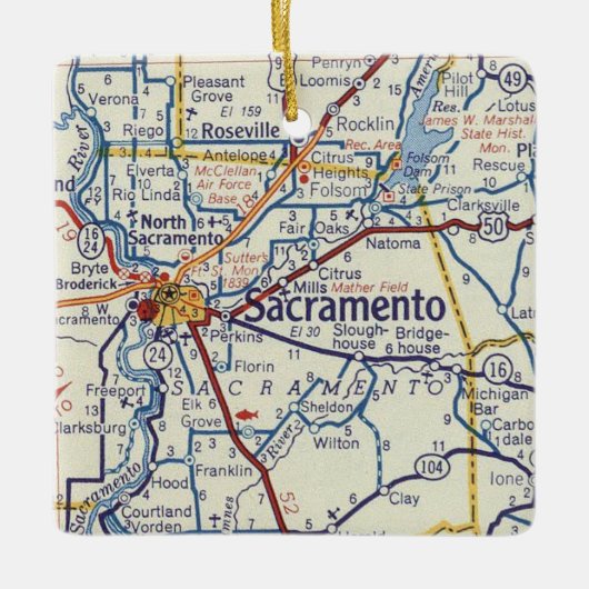 Sacramento  kaart keramisch ornament (Voorkant)