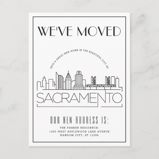 Sacramento Modern Deco | Nieuw Adres Aankondigingskaart (Voorkant)