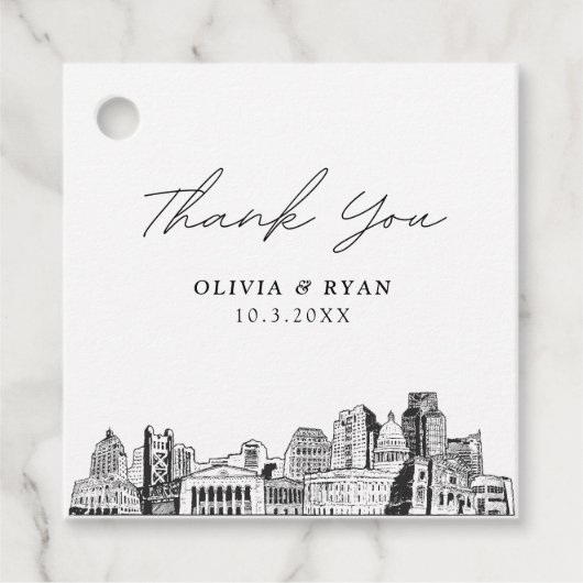 Sacramento Schets Bruiloft Favor Label (Voorkant)