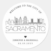 Sacramento Skyline | Bruiloft Welkom Favor Ronde Sticker (Voorkant)