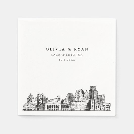 Sacramento Skyline Trouwpapier Cocktail servet (Voorkant)