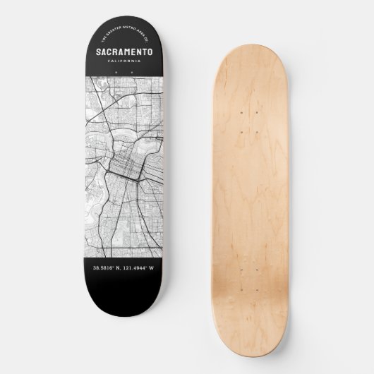 Sacramento Stadsplattegrond Skateboard (Voorkant)