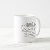 Sacramento Stylized Skyline | Aangepaste slogan Koffiemok (Voorkant rechts)