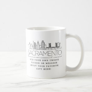 Sacramento Stylized Skyline   Aangepaste slogan Koffiemok
