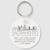 Sacramento Stylized Skyline | Aangepaste slogan Sleutelhanger (Voorkant)