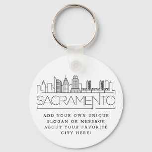 Sacramento Stylized Skyline   Aangepaste slogan Sleutelhanger