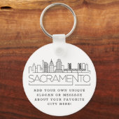 Sacramento Stylized Skyline | Aangepaste slogan Sleutelhanger (Voorkant)