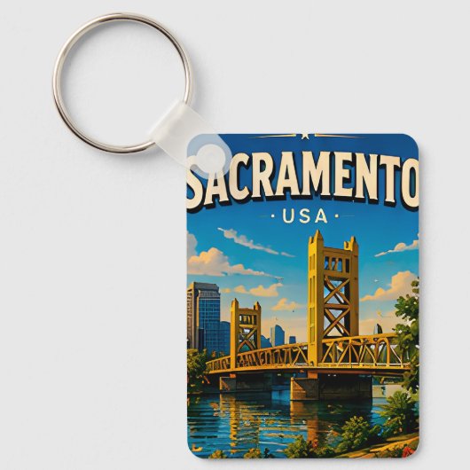 Sacramento Tower Bridge Riverfront Sleutelhanger (Voorkant)