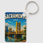 Sacramento Tower Bridge Riverfront Sleutelhanger (Achterkant)