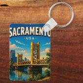 Sacramento Tower Bridge Riverfront Sleutelhanger (Achterkant)