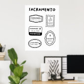 Sacramento - Travel Stamp Collectie | minimalistis Poster (Thuiskantoor)