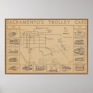 Sacramento Trolley Cars 1890-1947 Poster