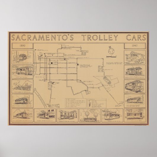 Sacramento Trolley Cars 1890-1947 Poster (Voorkant)