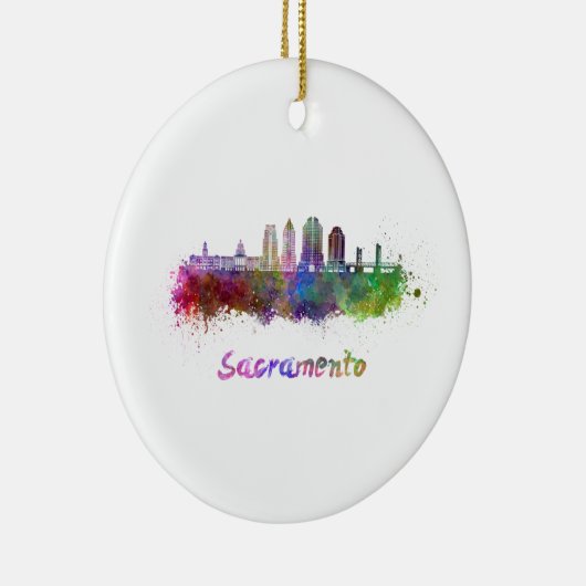 Sacramento V2 skyline in waterverf Keramisch Ornament (Rechts)