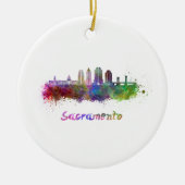 Sacramento V2 skyline in waterverf Keramisch Ornament (Voorkant)