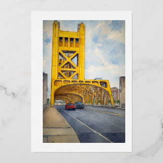 Sacramento Watercolor Tower Bridge Folie Uitnodiging