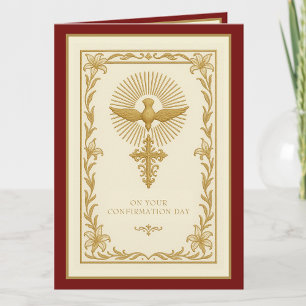 Sacraments Bevestiging Religieus Goud en Rood Feestdagen Kaart