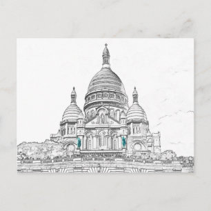 Sacre Coeur Basilica op Montmartre hill in Parijs Briefkaart