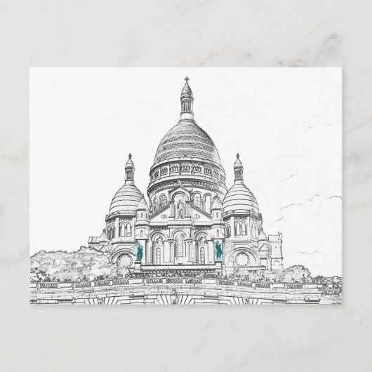 Sacre Coeur Basilica op Montmartre hill in Parijs Briefkaart (Voorkant)