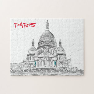 Sacre Coeur Basilica op Montmartre hill, Parijs Legpuzzel