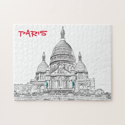 Sacre Coeur Basilica op Montmartre hill, Parijs Legpuzzel (Horizontaal)