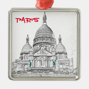 Sacre Coeur Basilica op Montmartre hill, Parijs Metalen Ornament