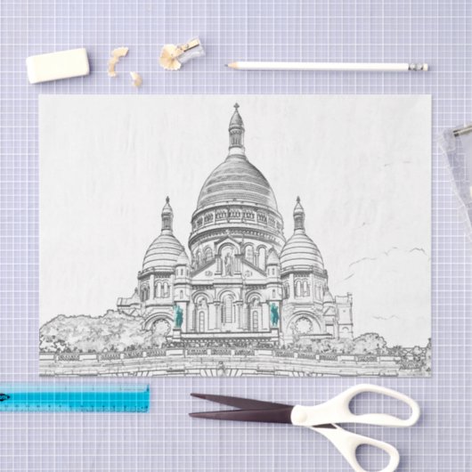 Sacre Coeur Basilica op Montmartre hill, Parijs Tissuepapier (Craft)