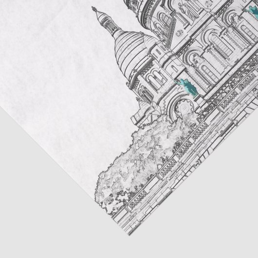 Sacre Coeur Basilica op Montmartre hill, Parijs Tissuepapier (Detail)