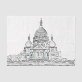 Sacre Coeur Basilica op Montmartre hill, Parijs Tissuepapier