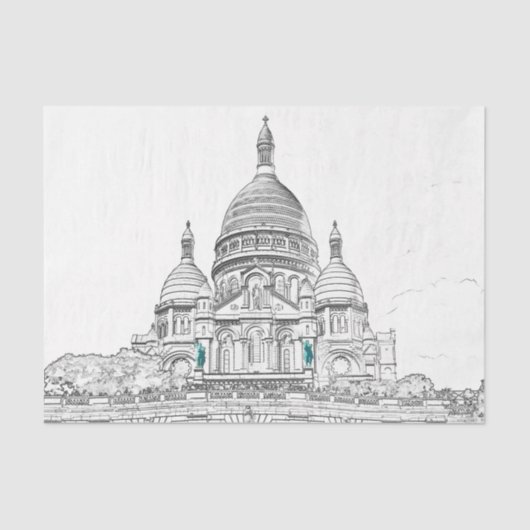 Sacre Coeur Basilica op Montmartre hill, Parijs Tissuepapier (Voorkant)