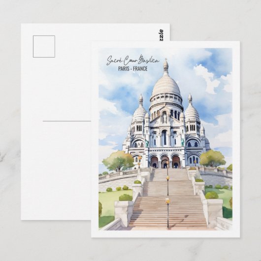 Sacre Coeur Basilica Parijs Beroemde Reisplaats Briefkaart (Voorkant / Achterkant)