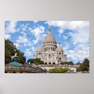 Sacre Coeur on Montmartre hill - Parijs, Frankrijk Poster