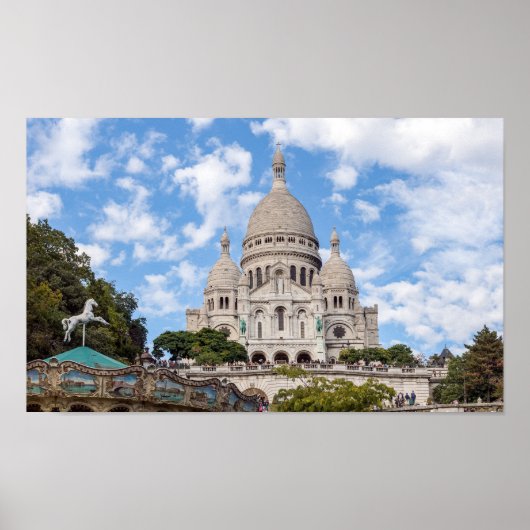 Sacre Coeur op de heuvel Montmartre - Parijs, Fran Poster (Voorkant)