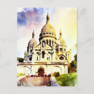 Sacre Coeur op Montmartre heuvel Tekening Parijs Briefkaart