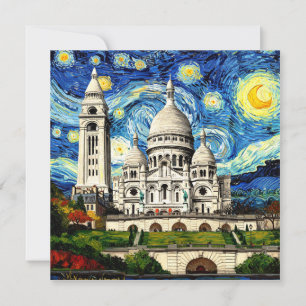 Sacre-Coeur Parijs Frankrijk Sterrennacht Kaart