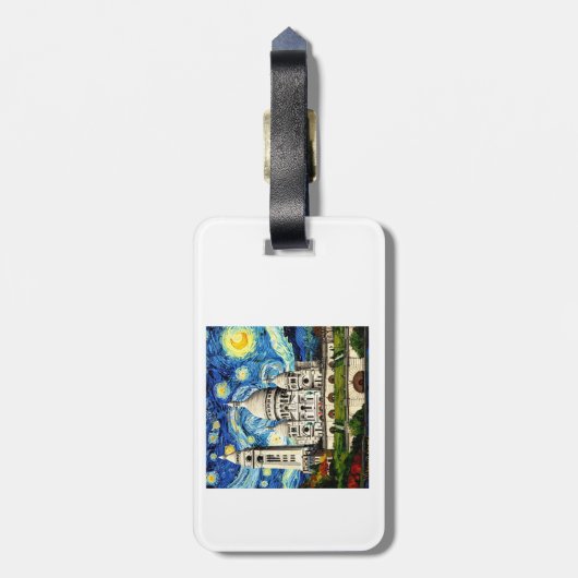 Sacre-Coeur Paris France Starry Night Bagagelabel (Achterkant verticaal)