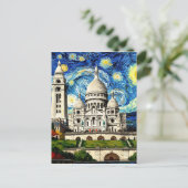 Sacre-Coeur Paris France Starry Night Briefkaart (Staand voorkant)