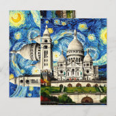 Sacre-Coeur Paris France Starry Night Briefkaart (Voorkant / Achterkant)