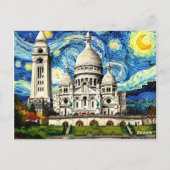 Sacre-Coeur Paris France Starry Night Briefkaart (Achterkant)