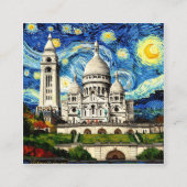 Sacre-Coeur Paris France Starry Night Informatiekaartje (Voorkant)