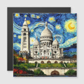 Sacre-Coeur Paris France Starry Night Magnetische Uitnodiging (Voorkant / Achterkant)