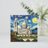 Sacre-Coeur Paris France Starry Night Save The Date (Staand voorkant)
