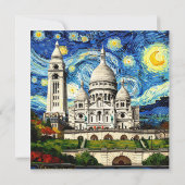 Sacre-Coeur Paris France Starry Night Save The Date (Achterkant)