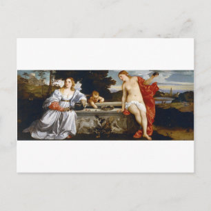 Sacred and Profane Love, Tiziano Vecelli, 1515 Briefkaart