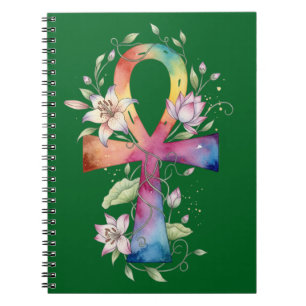 Sacred Ankh Floral Waterverf Notitieboek
