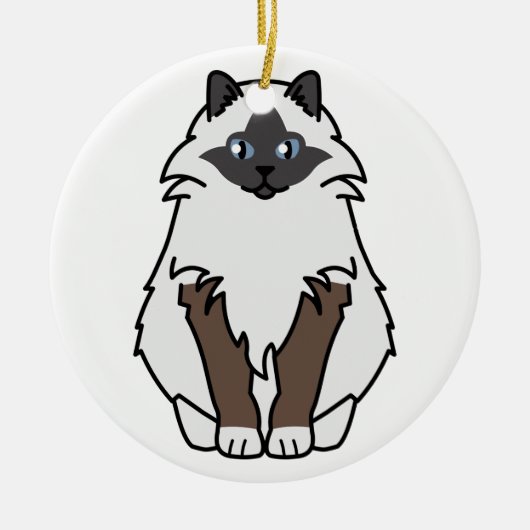 Sacred Birman Cat Cartoon Keramisch Ornament (Voorkant)