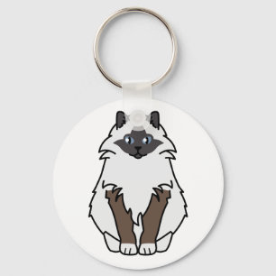 Sacred Birman Cat Cartoon Sleutelhanger