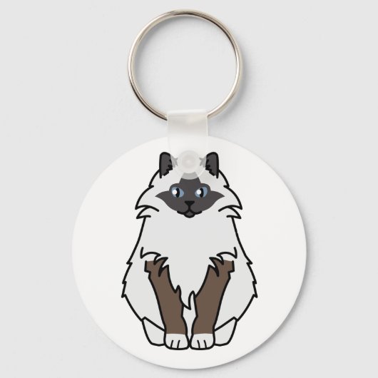 Sacred Birman Cat Cartoon Sleutelhanger (Voorkant)