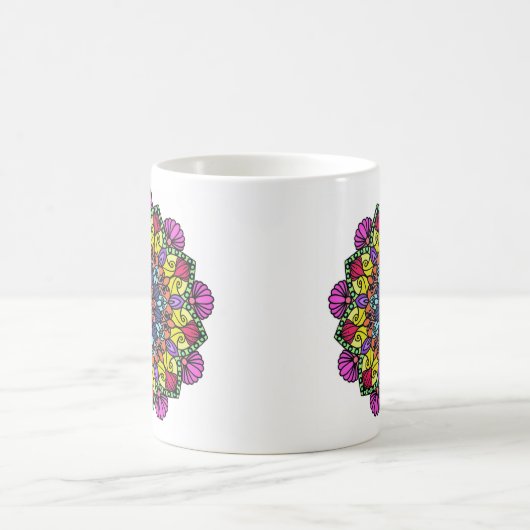 Sacred Bloom Mandala: Mandala Coffee Mug Koffiemok (Center)