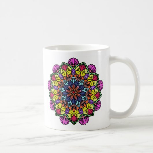Sacred Bloom Mandala: Mandala Coffee Mug Koffiemok (Rechts)